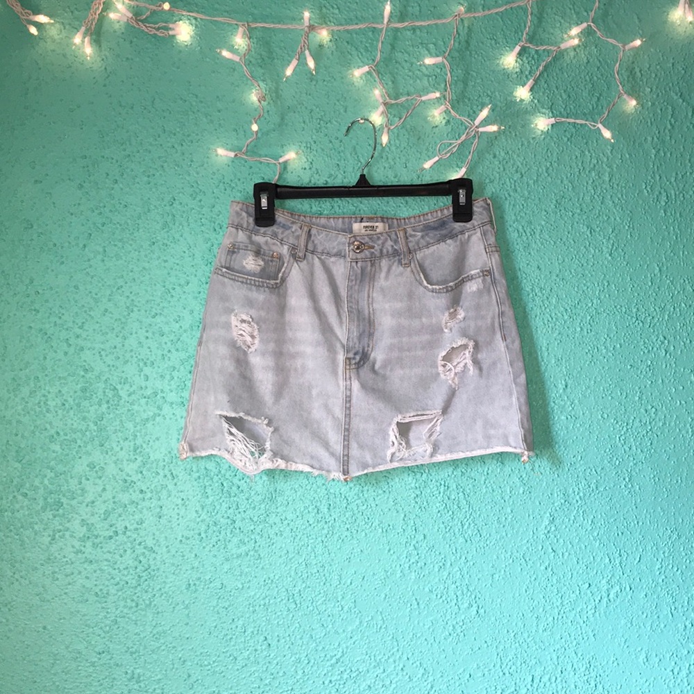 Denim ripped skirt